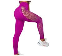 PORRASSO Leggins Mujer Fitness Pantalones Deportivos Ahuecar Cintura Alta Leggings Control de Abdomen Mallas Correr Elásticos Suaves Opaco Leggins Scrunch Butt Rojo Rosa