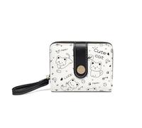 PORRASSO Linda Cartera Mujer Monedero Pequeño Billetero Wallet con 5 Ranuras para Tarjetas Cartera Negro