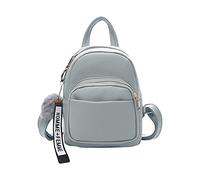 PORRASSO Mini mochila de moda para niña, mochila pequeña con pompón, mochila de piel sintética para viajes, citas, compras, gris claro, S, Práctica