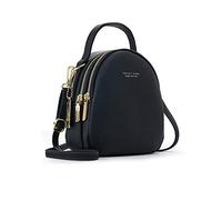 PORRASSO Mini Mochila Mujer Moda Bolso Muchacha Impermeable Bolsa de Hombro con Orificio para Auriculares Cuero Daypack Viaje Cita Mochila Pequeña Negro