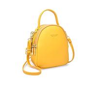 PORRASSO Mini Mochila Mujer Moda Bolso Muchacha Impermeable Bolsa de Hombro con Orificio para Auriculares Cuero Daypack Viaje Cita Mochila Pequeña Amarillo