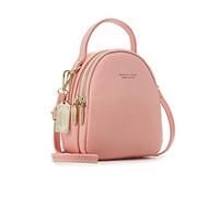 PORRASSO Mini Mochila Mujer Moda Bolso Muchacha Impermeable Bolsa de Hombro con Orificio para Auriculares Cuero Daypack Viaje Cita Mochila Pequeña Rosa