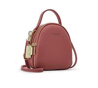PORRASSO Mini Mochila Mujer Moda Bolso Niña Impermeable Bolsas de Hombro con Agujero Auricular Cuero Daypack Viaje Datación Pequeña Mochila, Rosa Lotus A, large, Lindo