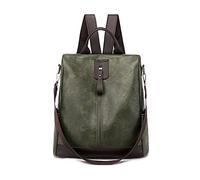 PORRASSO Mochila antirrobo para mujer, bolso de hombro con orificio para auriculares, mochila impermeable de cuero PU, bolso de hombro, escuela, trabajo, viajes, mochilas, verde, large, Vintage