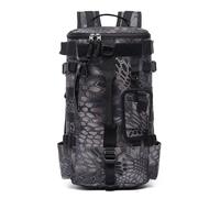 PORRASSO Mochila de Pesca Bolso Multifunción para Equipo de Pesca con Soporte para Caña Mochila al Aire Libre Impermeable para Acampada Hiking Ciclismo Viaje Camuflaje Negro