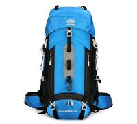 PORRASSO Mochila de Senderismo 60L Mochila Impermeable con Cubierta de lluvia Hiking Backpack para Hombre Mujer Viajar Acampar Escalada Deportes Aire Libre Azul Cielo