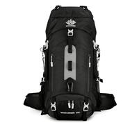 PORRASSO Mochila de Senderismo 60L Mochila Impermeable con Cubierta de lluvia Hiking Backpack para Hombre Mujer Viajar Acampar Escalada Deportes Aire Libre Negro