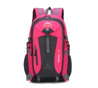 PORRASSO Mochila de Senderismo Mochila Impermeable 40L Daypack con Orificio para Auriculares Hiking Backpack para Hombre Mujer Camping Escalada Deportes Viajar Aire Libre Rojo Rosa