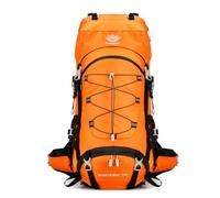 PORRASSO Mochila de Senderismo Mochila Impermeable con Cubierta de lluvia 60L Hiking Backpack para Hombre Mujer Viajar Acampar Escalada Deportes Aire Libre Naranja