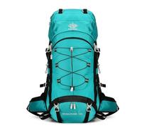 PORRASSO Mochila de Senderismo Mochila Impermeable con Cubierta de lluvia 60L Hiking Backpack para Hombre Mujer Viajar Acampar Escalada Deportes Aire Libre Azul Lago
