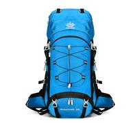 PORRASSO Mochila de Senderismo Mochila Impermeable con Cubierta de lluvia 60L Hiking Backpack para Hombre Mujer Viajar Acampar Escalada Deportes Aire Libre Azul Cielo