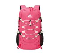 PORRASSO Mochila de Senderismo Outdoor 40L Mochila Camping Impermeable Gran Daypack Backpack de Nylon para Mujeres Hombres Viaje Trekking Escalada Rosa Roja
