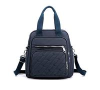 PORRASSO mochila moda bolso de hombro mujer con puerto de carga USB nylon bolsa de hombro Daypack para trabajo viaje escuela uso diario, Azul oscuro, L