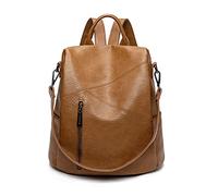 PORRASSO mochila mujer antirrobo Bolsos de hombro chica moda bolso escolar impermeable PU cuero Daypack trabajo viaje mochila, marrón, large, Elegante