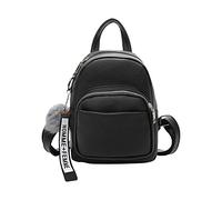 PORRASSO Mochila Mujer Bolso Pequeño Daypack Mochila de Cuero PU Casual Mochila para Uso Diario Negro