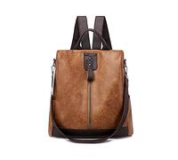 PORRASSO Mochila para mujer antirrobo Bolsas de hombro con agujero para auriculares niña bolsa de escuela PU cuero Daypack trabajo viaje mochila, marrón, large, chic