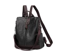 PORRASSO Mochila para mujer antirrobo Bolsas de hombro con agujero para auriculares niña bolsa de escuela PU cuero Daypack trabajo viaje mochila, Negro, large, chic
