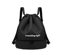 PORRASSO Mochila Viaje Mochila de Día Impermeable Bolso de Gimnasio con Compartimento Independiente para Zapatos Separación Seco/Mojado para Mujeres Hombres Natación Fitness Negro