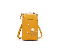 PORRASSO Moda Bolso Movil Mujer Bolso Bandolera Bolsa de Telefono con Ranuras para Tarjeta PU Teléfono Monedero Amarillo