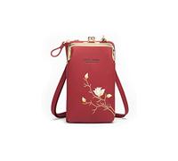 PORRASSO Moda Bolso Movil Mujer Bolso Bandolera Bolsa de Telefono con Ranuras para Tarjeta PU Teléfono Monedero Rojo