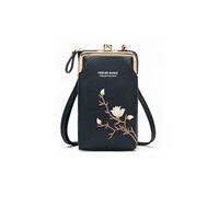 PORRASSO Moda Bolso Movil Mujer Bolso Bandolera Bolsa de Telefono con Ranuras para Tarjeta PU Teléfono Monedero Negro