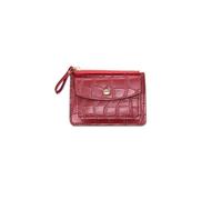 PORRASSO Moda Cartera de Mujer Monedero Corto Tarjetero para Tarjetas de Crédito PU Billetero con 3 Ranuras para Tarjetas Wallet Rojo Vino