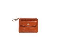 PORRASSO Moda Cartera de Mujer Monedero Corto Tarjetero para Tarjetas de Crédito PU Billetero con 3 Ranuras para Tarjetas Wallet Café