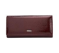 PORRASSO Moda Cartera Mujer Monedero Piel Auténtica Billetero Elegante Larga Wallet Tarjetero Monederos Rojo Granate