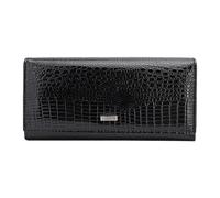 PORRASSO Moda Cartera Mujer Monedero Piel Auténtica Billetero Elegante Larga Wallet Tarjetero Monederos Negro