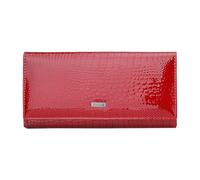 PORRASSO Moda Cartera Mujer Monedero Piel Auténtica Billetero Elegante Larga Wallet Tarjetero Monederos Rojo