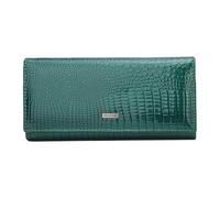 PORRASSO Moda Cartera Mujer Monedero Piel Auténtica Billetero Elegante Larga Wallet Tarjetero Monederos Verde