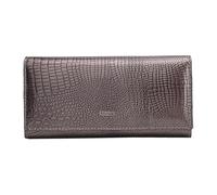 PORRASSO Moda Cartera Mujer Monedero Piel Auténtica Billetero Elegante Larga Wallet Tarjetero Monederos Gris Plata