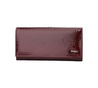 PORRASSO Moda Cartera para Mujer de Gran Monedero Largo de Piel Auténtica Billetero Elegante Wallet Tarjetero Monederos Rojo Granate
