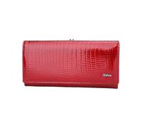 PORRASSO Moda Cartera para Mujer de Gran Monedero Largo de Piel Auténtica Billetero Elegante Wallet Tarjetero Monederos Rojo