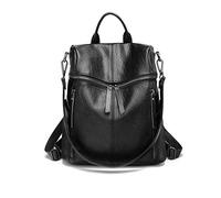 PORRASSO Moda Mochila Mujer Bolso de Hombro Muchacha Impermeable Daypack Universidad Bolso Escolar Cuero Trabajo Viaje Mochila Negro