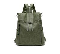 PORRASSO Moda Mochila Mujer Bolso de Hombro Muchacha Impermeable Daypack Universidad Bolso Escolar Cuero Trabajo Viaje Mochila Verde