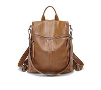 PORRASSO Moda Mochila Mujer Bolso de Hombro Muchacha Impermeable Daypack Universidad Bolso Escolar Cuero Trabajo Viaje Mochila Marrón