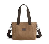 PORRASSO Mujer Bolso Bandolera Bolsos de Mano de Lona Casual Bolso de Hombro Señora Tote Crossbody Bag con Múltiples Bolsillos para Uso Diario Marrón