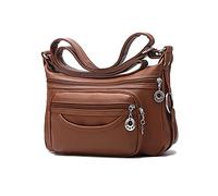 PORRASSO Mujer Bolso Bandolera Multibolsillos Impermeable Bolso de Hombro Bolso Cruzados PU Bolsa de Mano para Trabaja Viaje Compras Uso Diario Amarillo