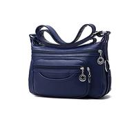 PORRASSO Mujer Bolso Bandolera Multibolsillos Impermeable Bolso de Hombro Bolso Cruzados PU Bolsa de Mano para Trabaja Viaje Compras Uso Diario Azul