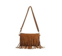 PORRASSO Mujer Bolso Cruzado con Flecos Bolso Bandolera para Bolso de Hombro Señoras PU Bolsos de Mensajero para Trabaja Viaje Uso Diario Marrón