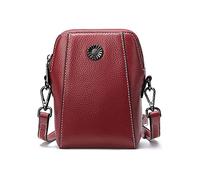 PORRASSO Mujer Bolso Movil Moda Bandolera Señora de Telefono Cuero Impermeable Monedero para Fechado Compras Viaje Rojo