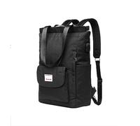 PORRASSO Mujer Mochila Casual Bolso de Hombro con Puerto USB Correa para Equipaje Bolso Escolar para 15.6 Inch Portátil Mochila Colegio Trabaja Viajes Daypack Negro