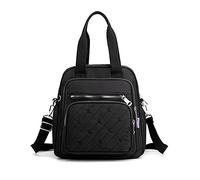 PORRASSO Mujer Mochila Moda Bolsa de Hombro con Puerto de Carga USB Bolso Bandolera Nylon Bolso Escolar Señoras Daypack para Trabajo Viajes Colegio Uso Diario Negro
