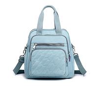 PORRASSO Mujer Mochila Moda Bolsa de Hombro con Puerto de Carga USB Bolso Bandolera Nylon Bolso Escolar Señoras Daypack para Trabajo Viajes Colegio Uso Diario Azul