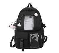 PORRASSO Niña Bolso Escolar Lindo Mochila Adolescente Daypack Nylon Mochila para Colegio Viajes Estudiante Negro
