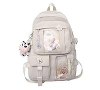 PORRASSO Niña Bolso Escolar Lindo Mochila Adolescente Daypack Nylon Mochila para Colegio Viajes Estudiante Blanco