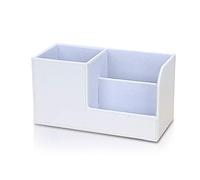 PORRASSO Organizador de Escritorio Cuero Portalápices Portalápices de Maquillaje Titular de la Pluma Mandos a DistanciaTarjetas de Negocios Blanco