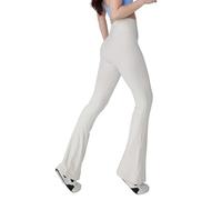 PORRASSO Pantalones de Yoga Mujer Fitness Pantalones Deportivos Cintura Alta Flared Leggings Control de Abdomen Bootcut Pants Elásticos Suaves Opaco para Pilates Fitness Casual Trabajo Blanco