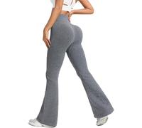 PORRASSO Pantalones de Yoga Mujer Fitness Pantalones Deportivos Flared Leggings Control de Abdomen Bootcut Pants Elásticos Suaves para Pilates Fitness Casual Trabajo Gris Oscuro